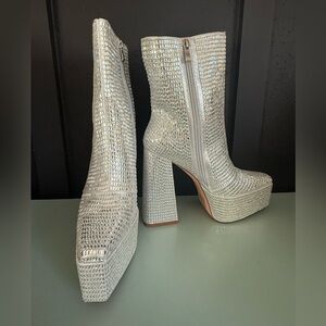 Dazzling Silver Heeled Boots